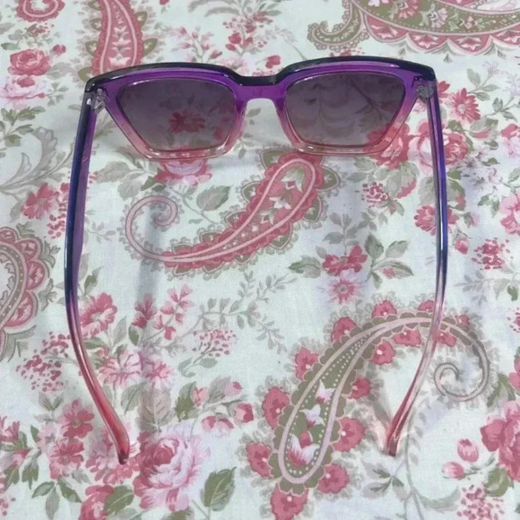 Pink and Purple Ombre Sunglasses Square Rectangular Cateye - Picture 3 of 5